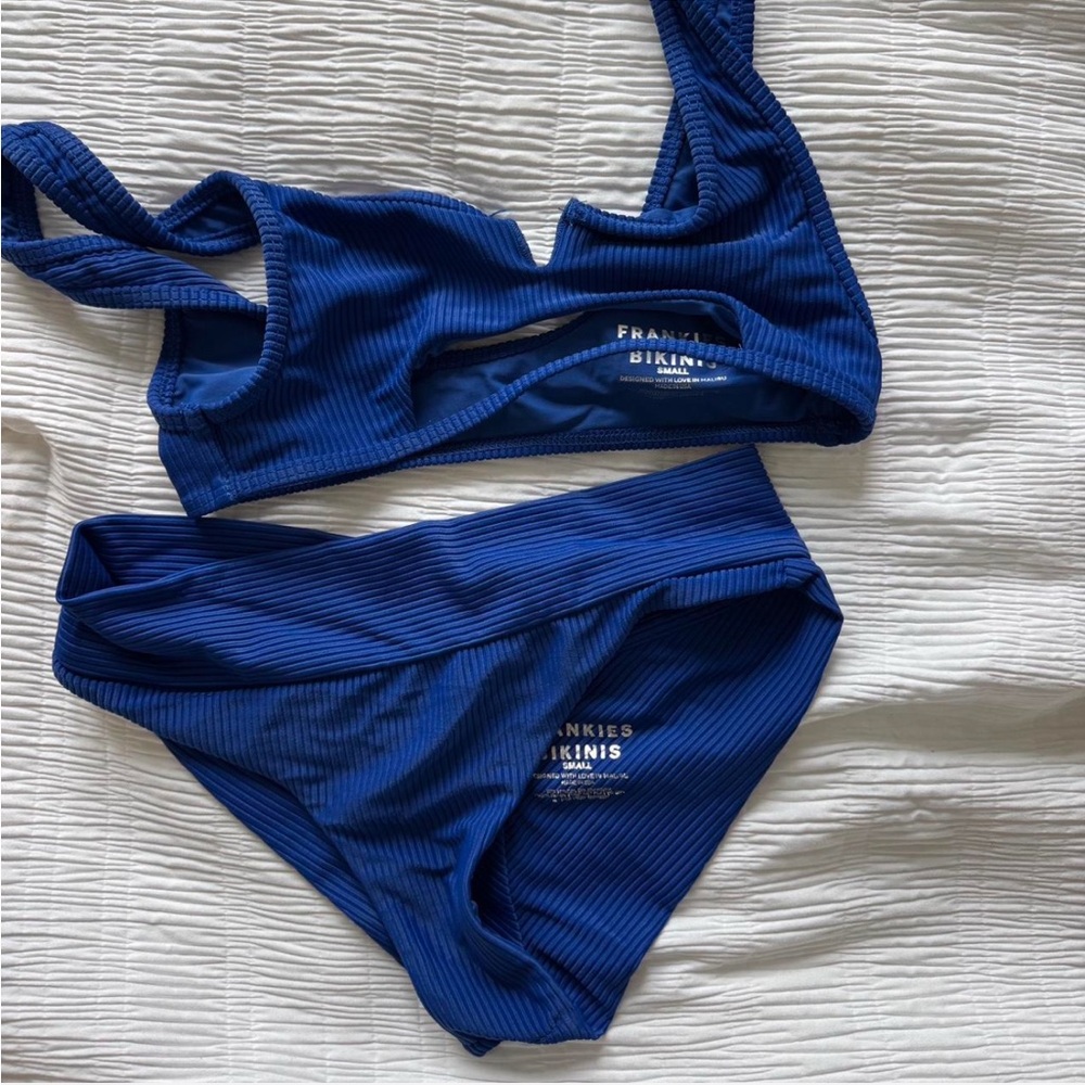 Frankie's Bikinis Women's Blue Bikini Set Size Small